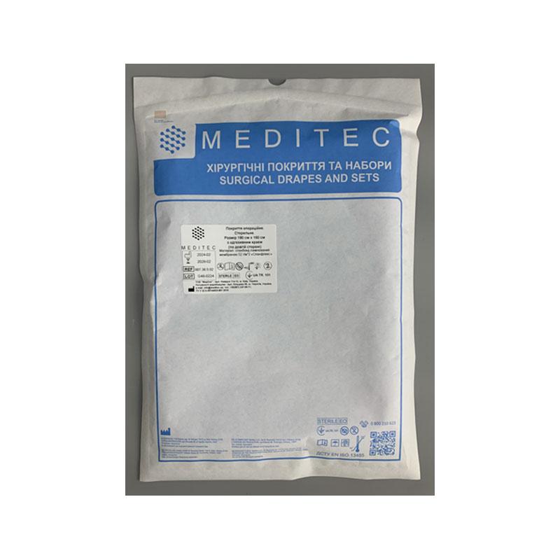 Покриття операційне «Meditec®». Стерильне. Розмір 220 см х 160 см з адгезивним краєм матеріал спанбонд ламінований мембраною 52 г/м*2 «Спанфлекс»